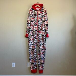 Tipsy Elves bodysuit adults large full zip cat christmas kitty one piece red